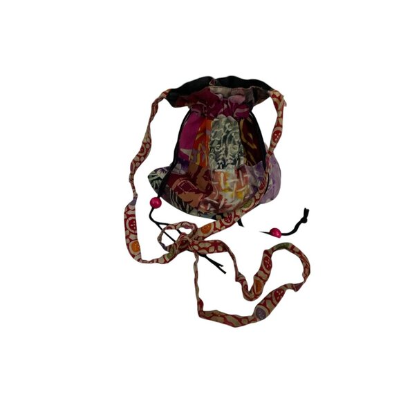 Handcrafted Patchwork Drawstring Pouch Colorful Batik Design Rayon Boho Bohemmia - Picture 10 of 11